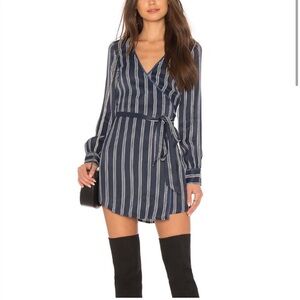 L’Academie Revolve The Leone Striped Belted Wrap Mini Dress